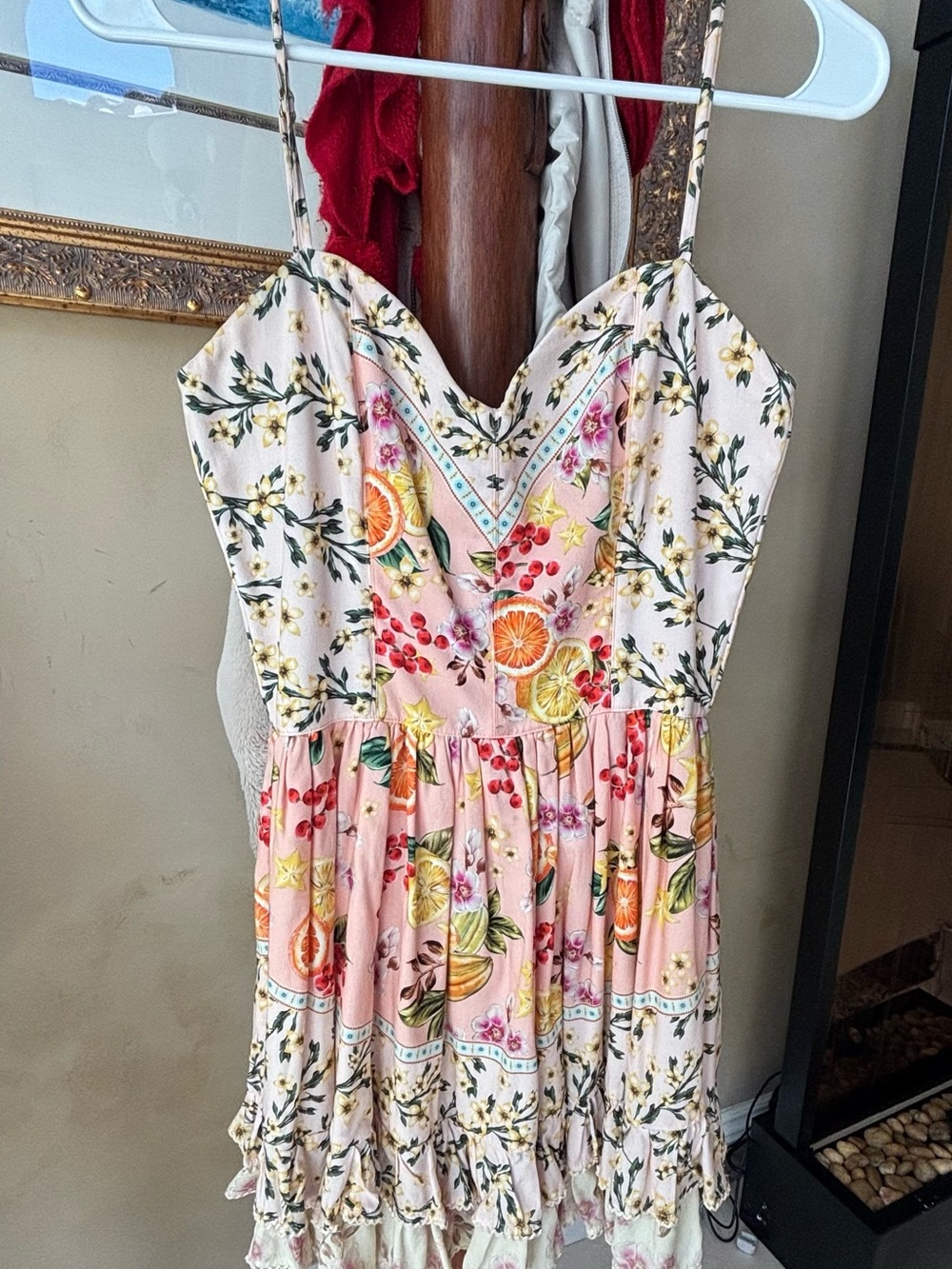 Agua Bendita Pink Floral & Citrus Mini Dress